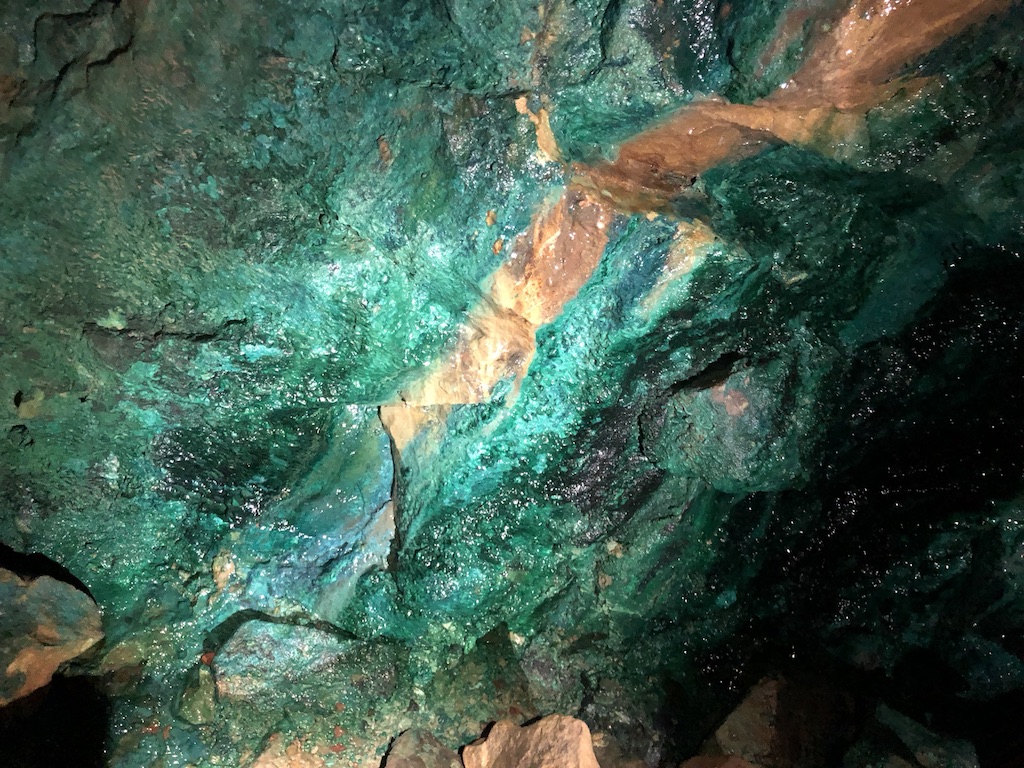 Copper stained rock.